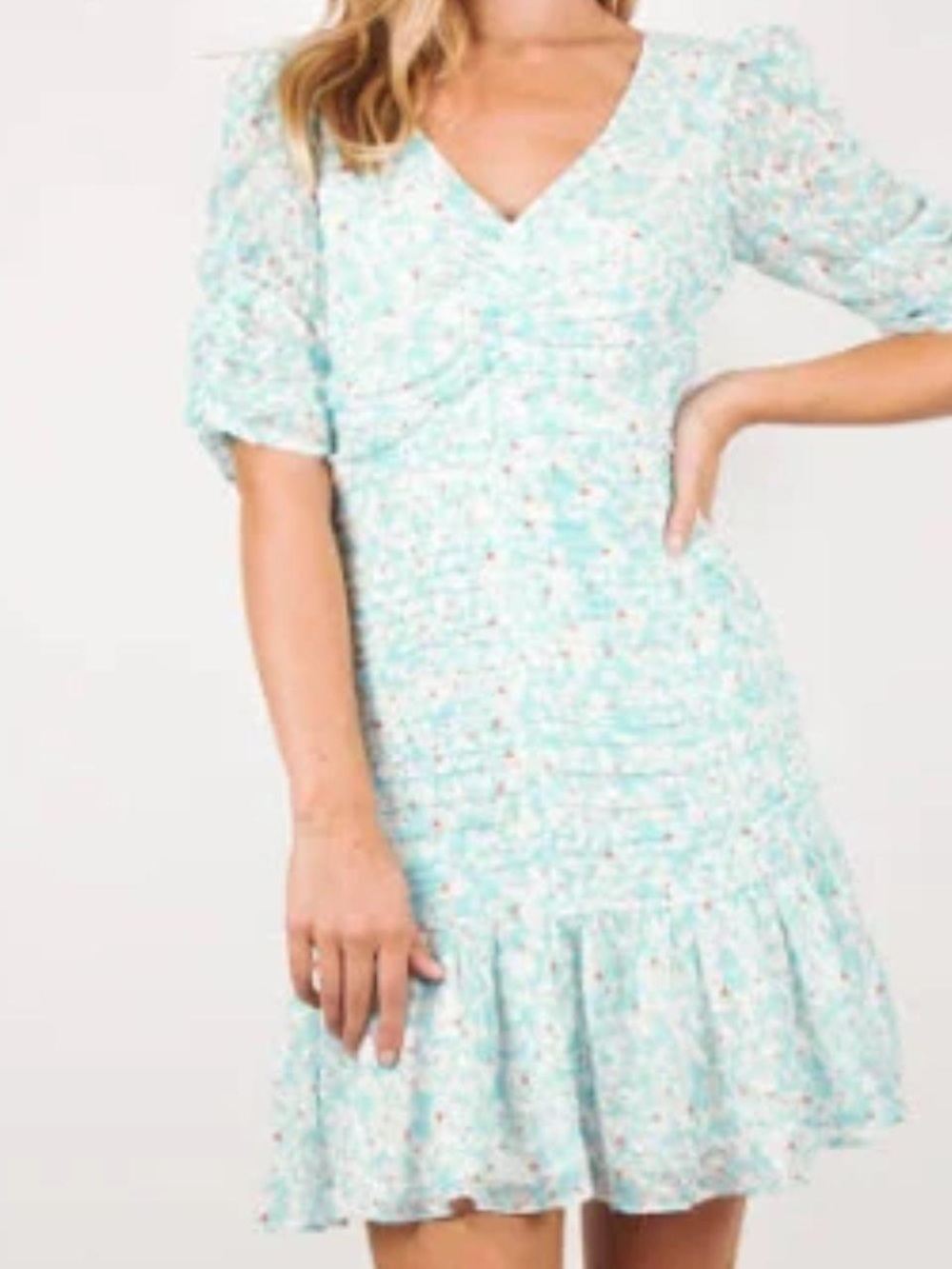 Tanya Taylor Pansy Ruched Silk Mini Dress (121)